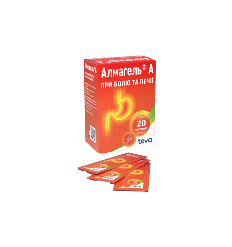 Алмагель А суспензія орал. пакетик 10 мл №20